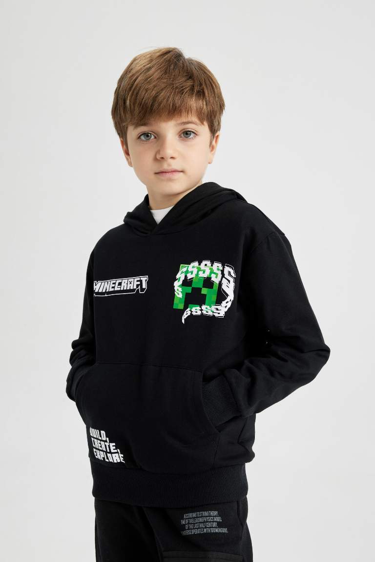 Erkek Çocuk Minecraft Kapüşonlu Sweatshirt