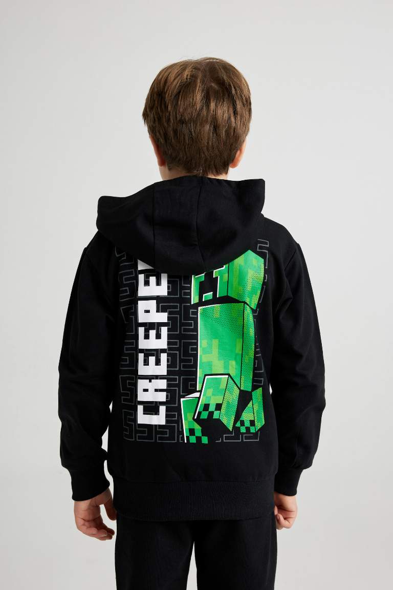 Erkek Çocuk Minecraft Kapüşonlu Sweatshirt