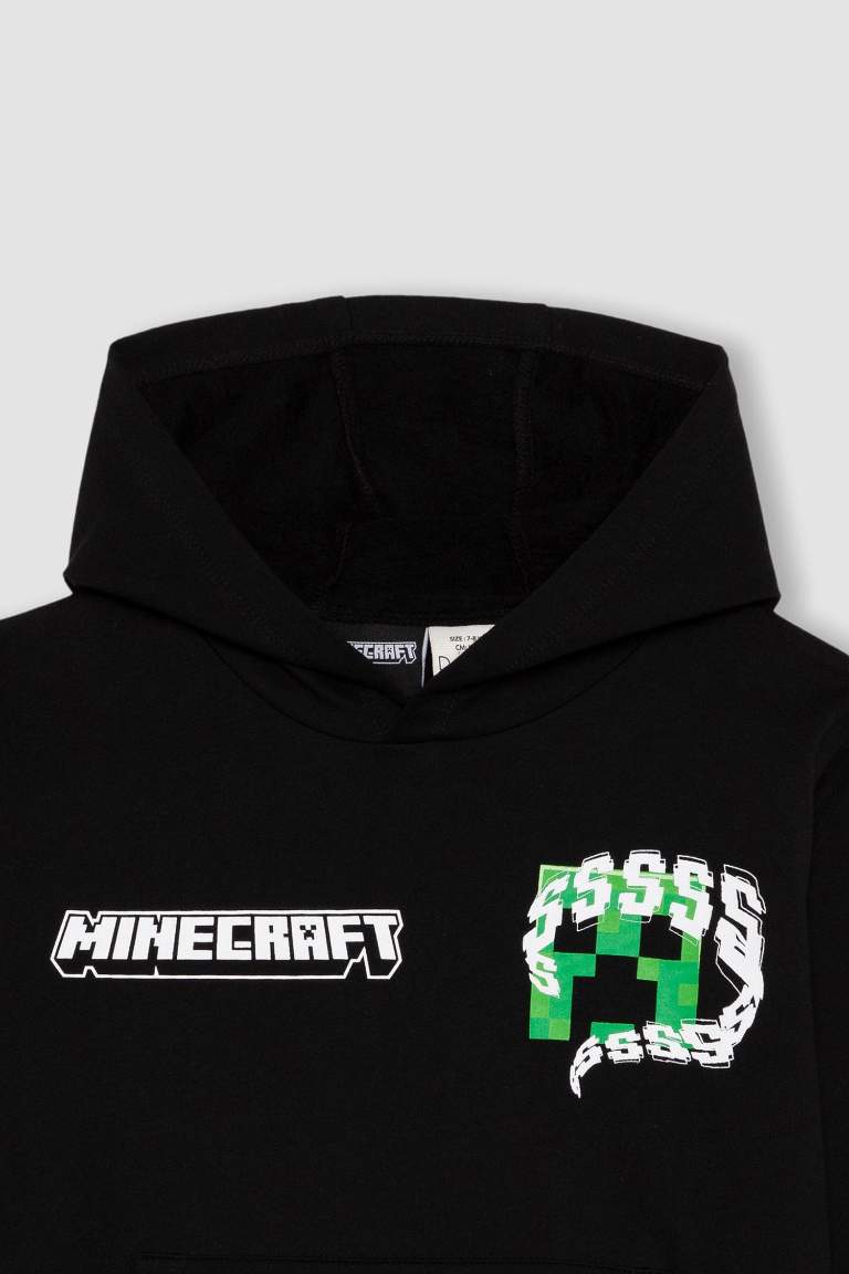 Erkek Çocuk Minecraft Kapüşonlu Sweatshirt