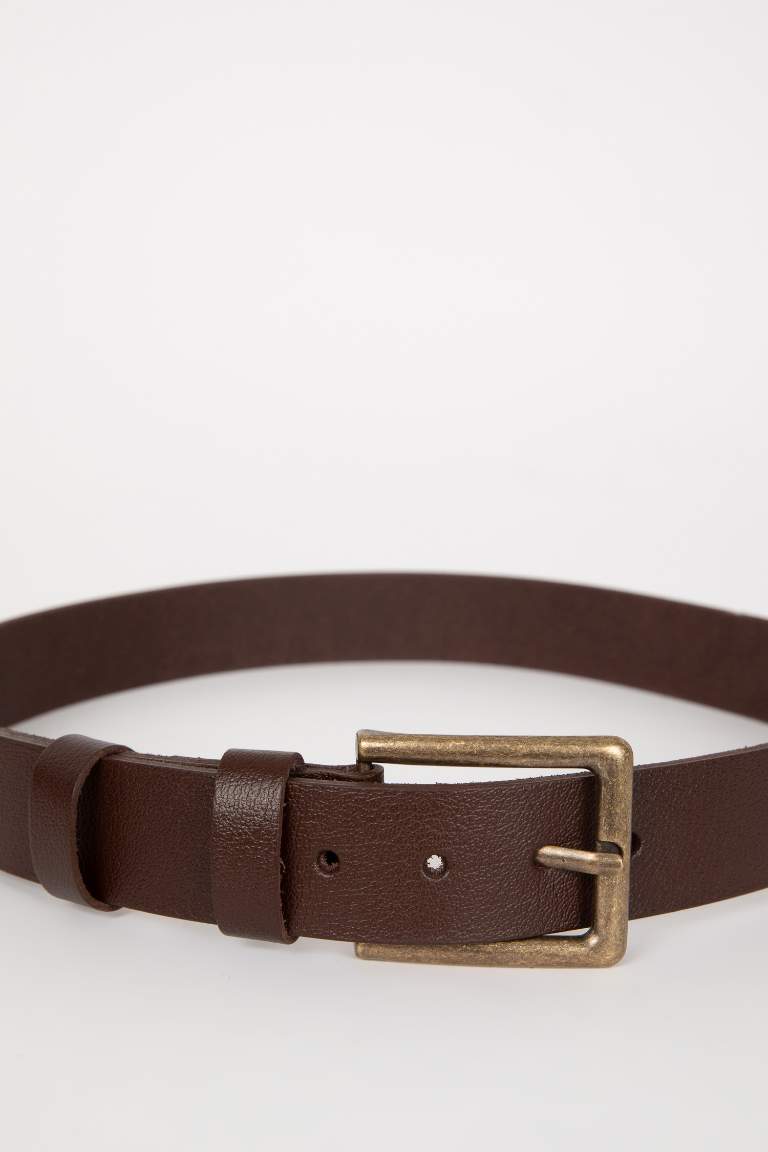 Man Rectangle Clasp Leather