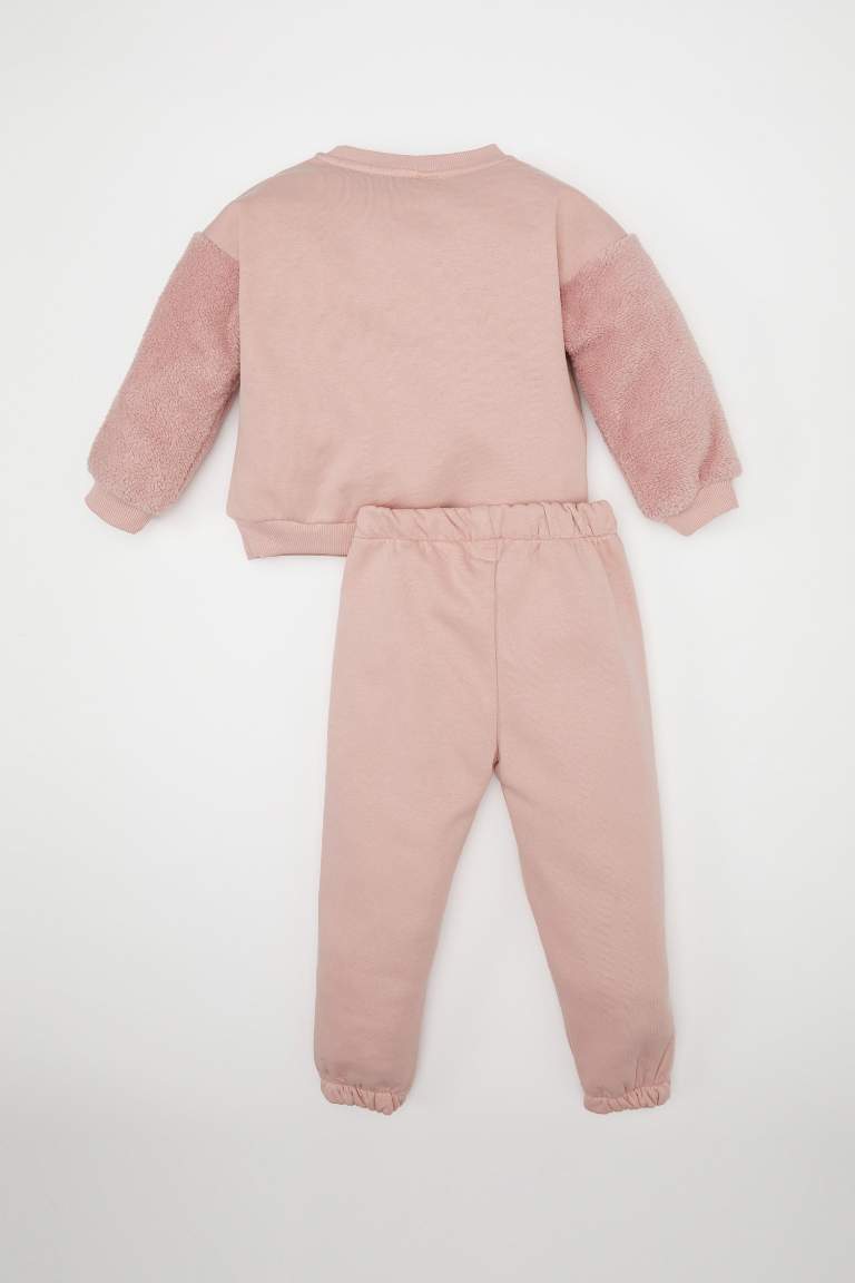 Kız Bebek 2'li Takım Unicorn Baskılı Bisiklet Yaka Sweatshirt Eşofman Altı