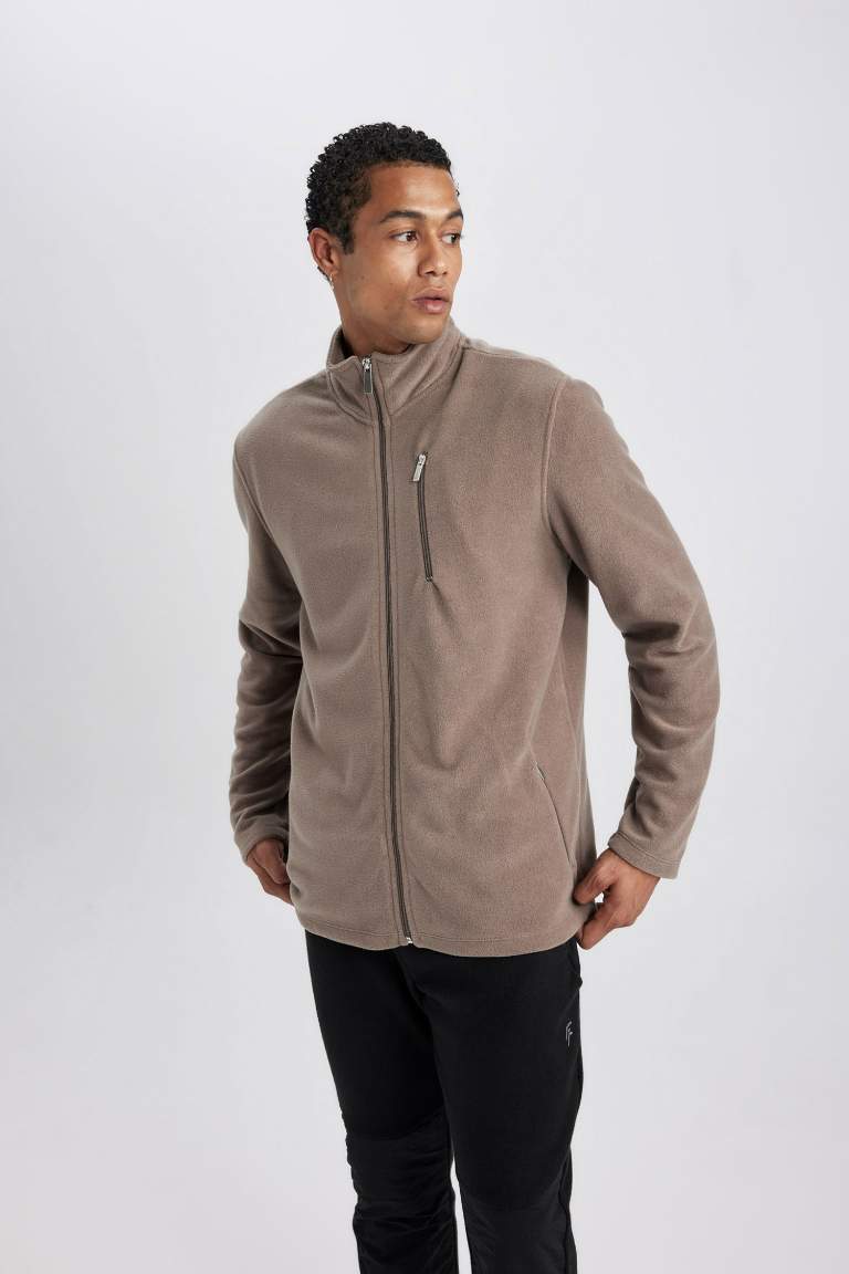 Regular Fit Dik Yaka Cepli Polar Fermuarlı Sweatshirt