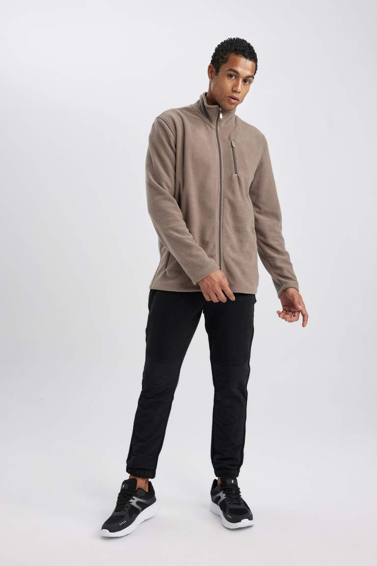 Regular Fit Dik Yaka Cepli Polar Fermuarlı Sweatshirt