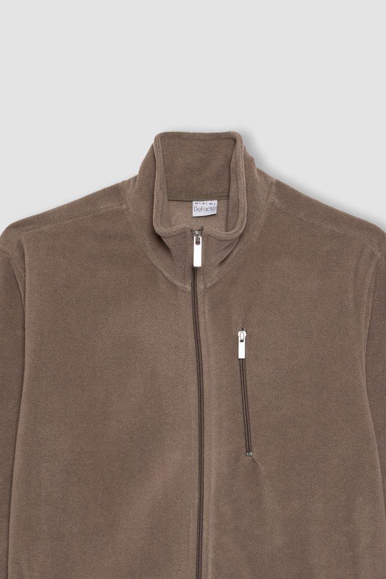 Regular Fit Dik Yaka Cepli Polar Fermuarlı Sweatshirt