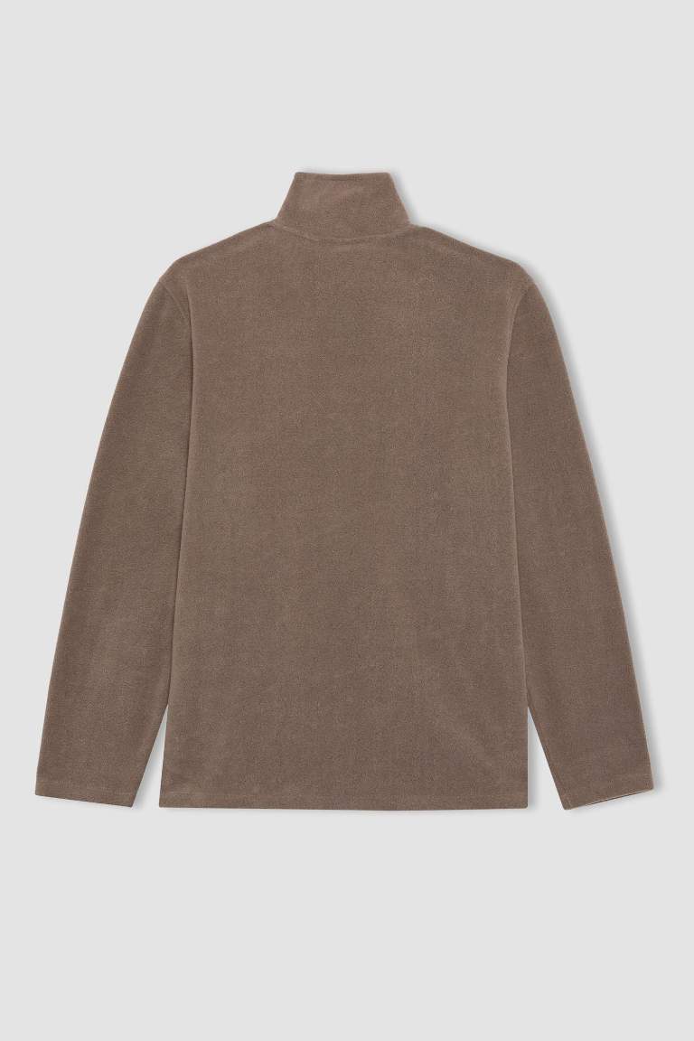 Regular Fit Dik Yaka Cepli Polar Fermuarlı Sweatshirt