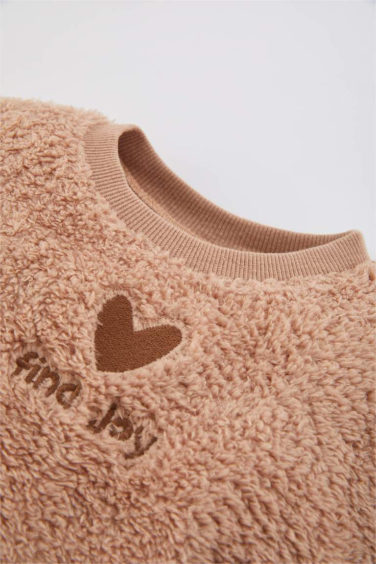 سيت بناتي قطيفة سويت شيرت وسويت بانتس - قطعتين