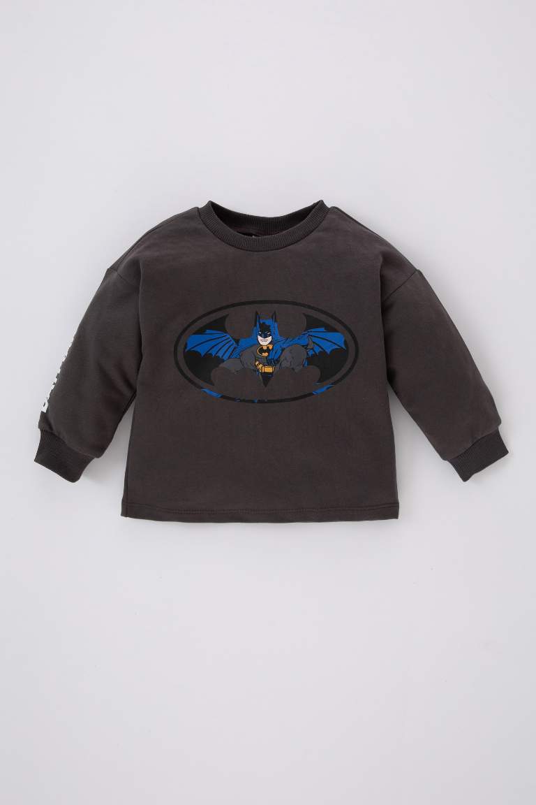 Erkek Bebek Batman Bisiklet Yaka Uzun Kollu Tişört