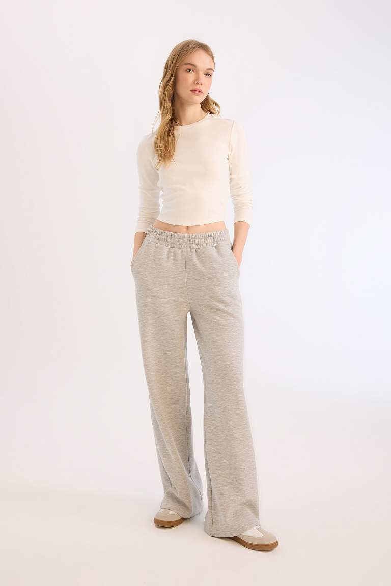 Elastic Waist Wide Leg Sweatpants 