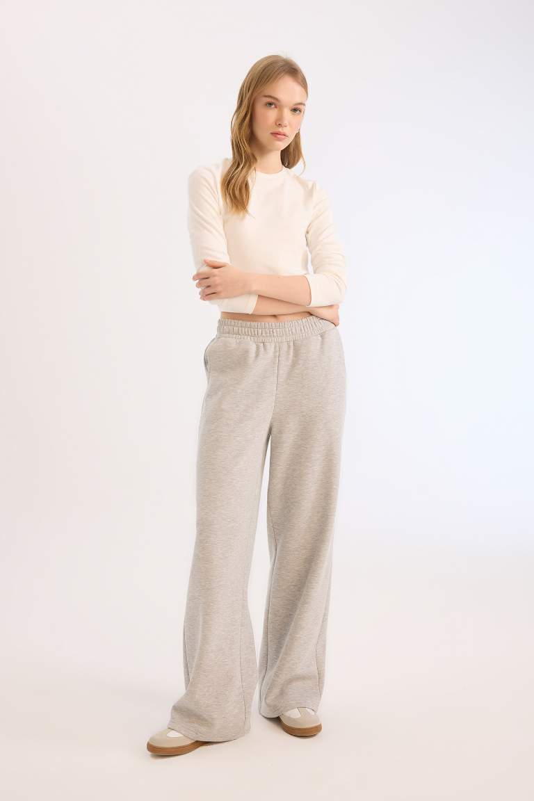 Elastic Waist Wide Leg Sweatpants 