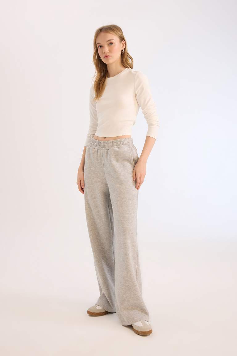 Elastic Waist Wide Leg Sweatpants 