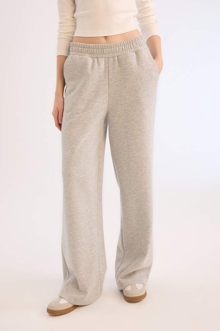 Elastic Waist Wide Leg Sweatpants 