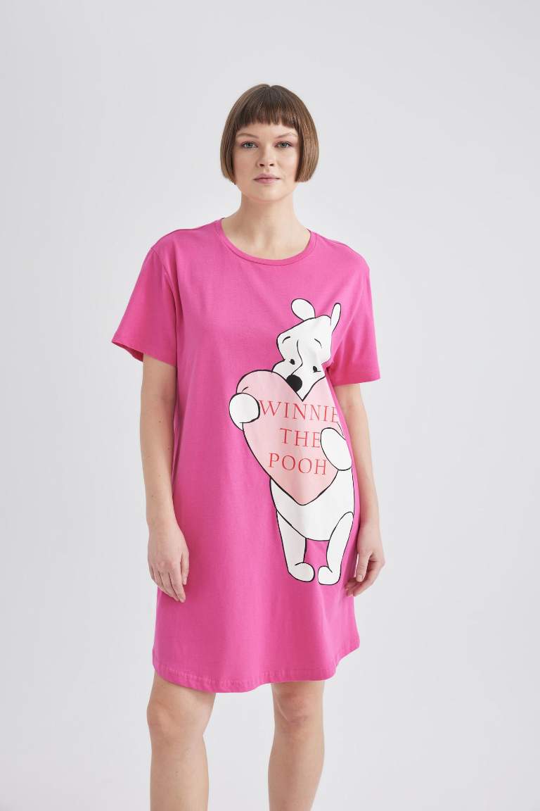 Fall in Love Disney Winnie The Pooh Bisiklet Yaka Kısa Kollu Gecelik