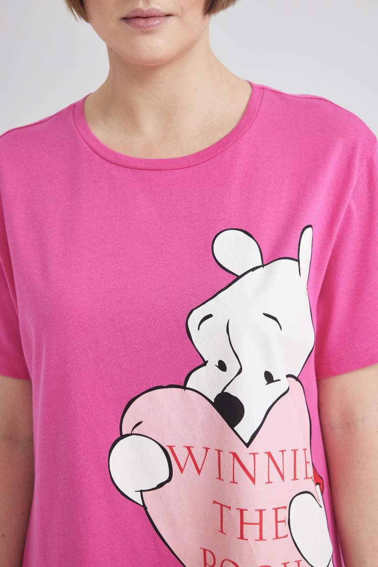 Fall in Love Disney Winnie The Pooh Bisiklet Yaka Kısa Kollu Gecelik