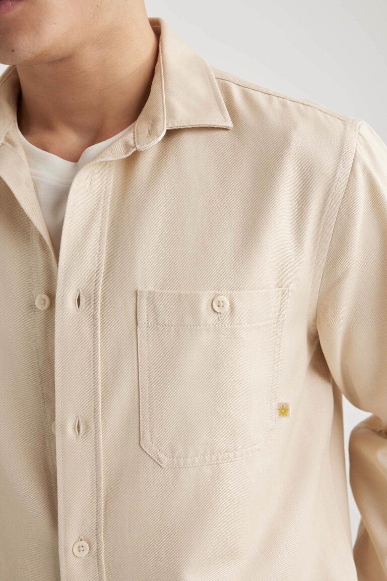 Chemise Habillée Homme à Manches Longues - Coupe Régulière Décontractée - T-shirt Col Montant Uni