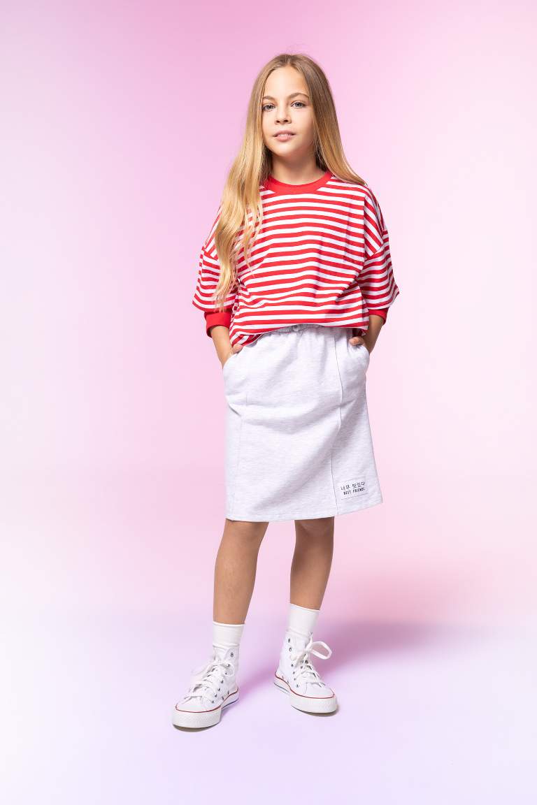 Girl Thin Sweatshirt Fabric A Cut Knitted Skirt