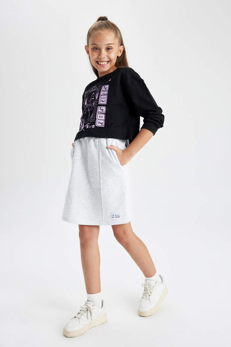 Girl Thin Sweatshirt Fabric A Cut Knitted Skirt