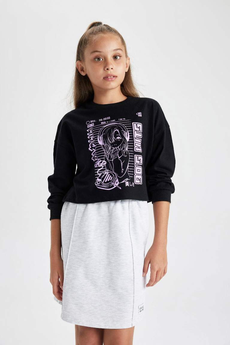 Girl Thin Sweatshirt Fabric A Cut Knitted Skirt