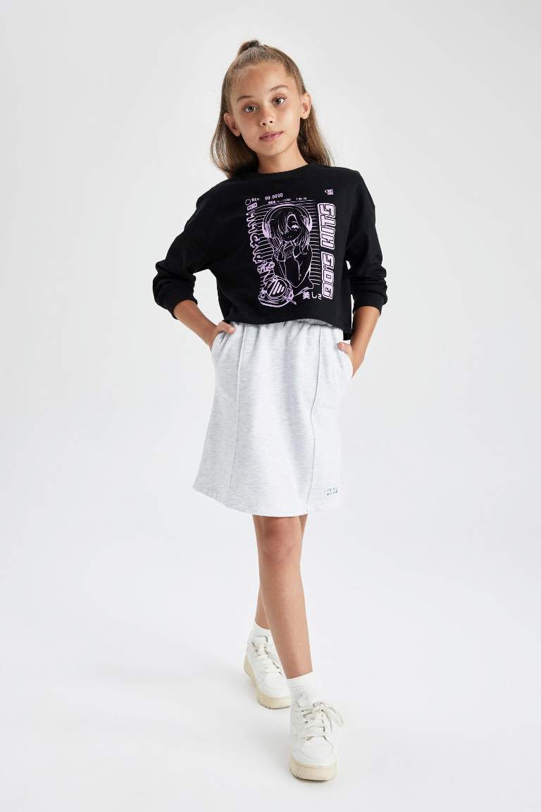 Girl Thin Sweatshirt Fabric A Cut Knitted Skirt