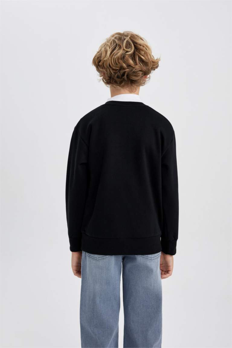 Erkek Çocuk Siyah Bisiklet Yaka Atatürk Baskılı Sweatshirt