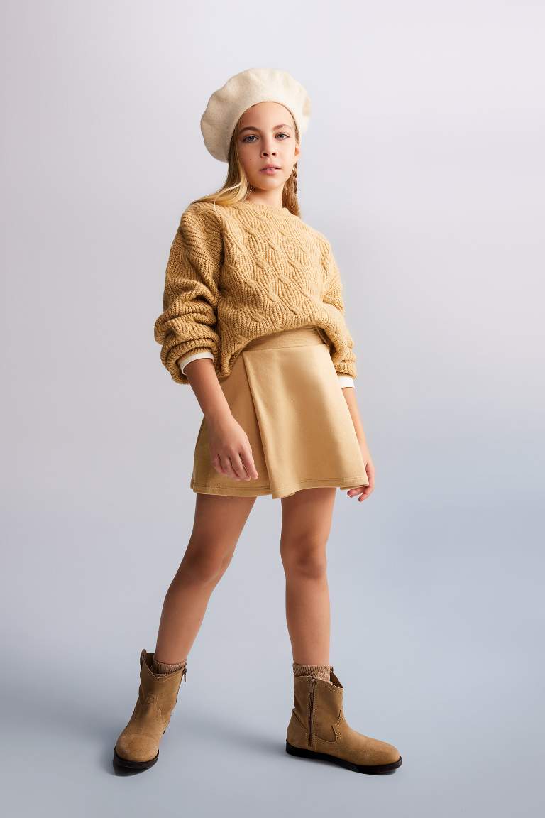 Girl Thin Sweatshirt Fabric A Cut Knitted Skirt