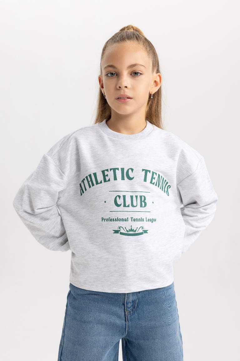 Girl Crew Neck Printed Sweatshirt