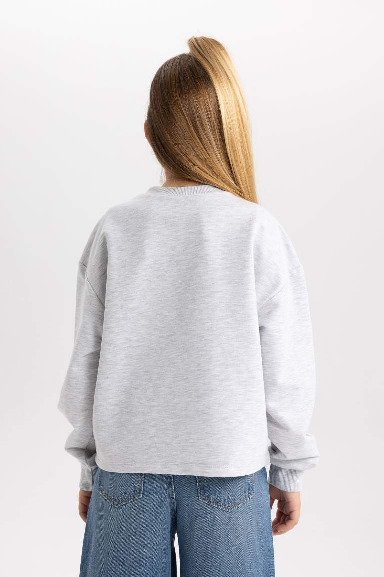 Sweat- Shirt Coupe Régulière Col Rond Pour Fille