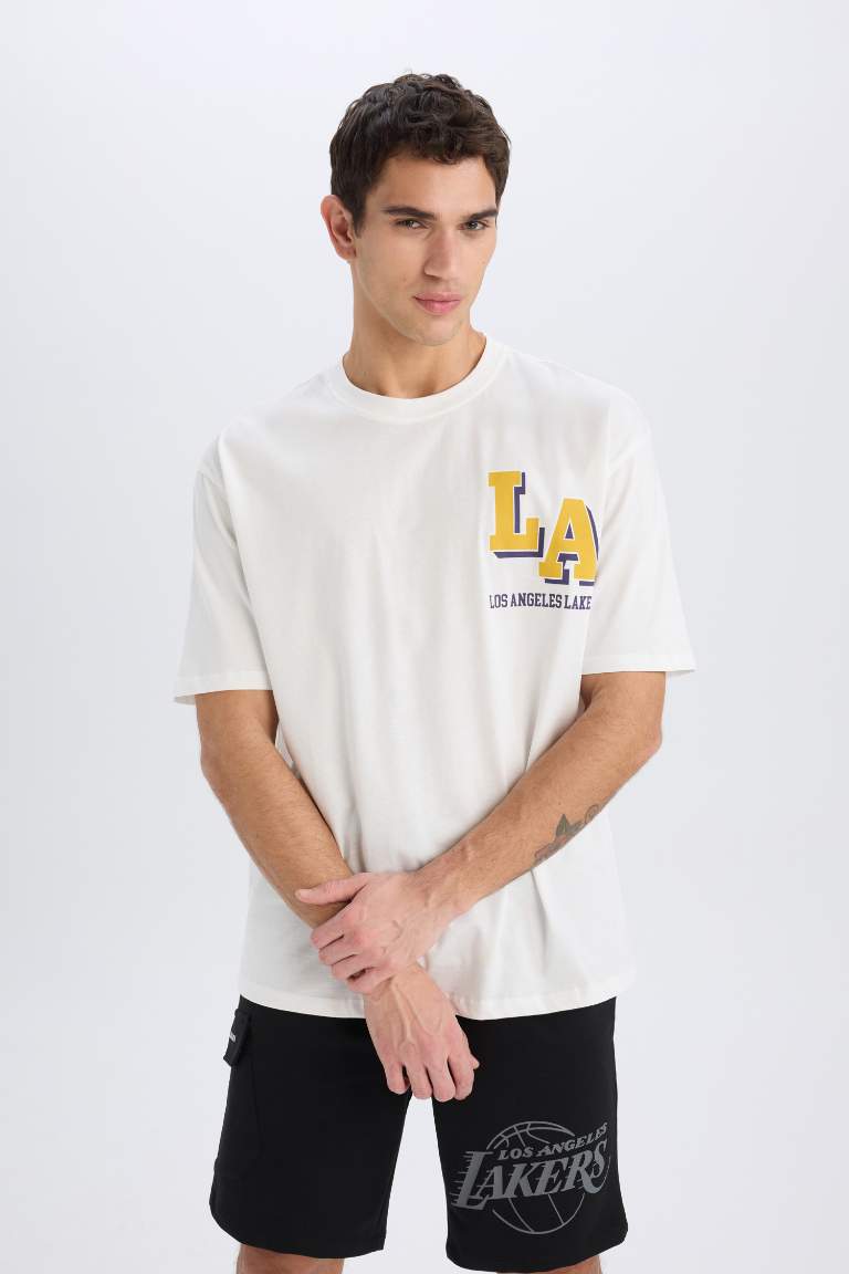 Oversize Fit NBA Los Angeles Lakers Licensed Crew Neck T-Shirt