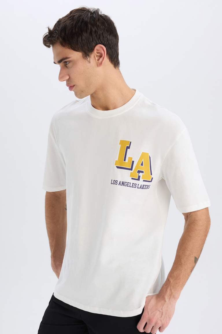 Oversize Fit NBA Los Angeles Lakers Licensed Crew Neck T-Shirt