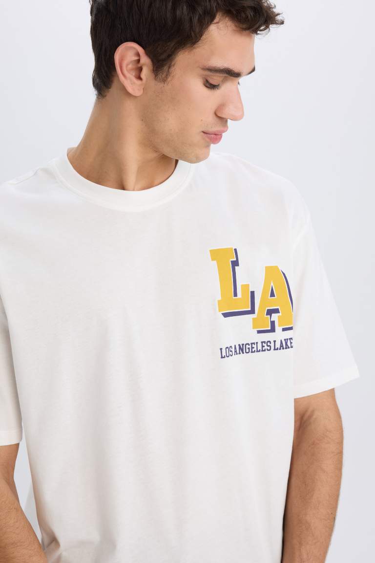 Oversize Fit NBA Los Angeles Lakers Licensed Crew Neck T-Shirt