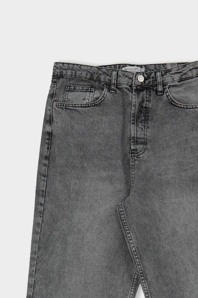 %100 Pamuk Baggy Fit Geniş Kalıp Normal Bel Geniş Paça Jean Pantolon
