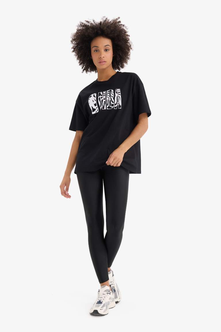 DeFactoFit NBA Wordmark Oversize Fit Crew Neck T-Shirt