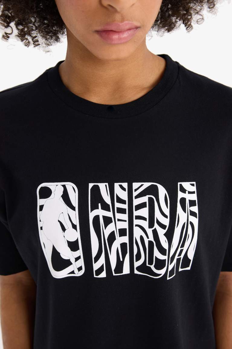 DeFactoFit NBA Wordmark Oversize Fit Crew Neck T-Shirt