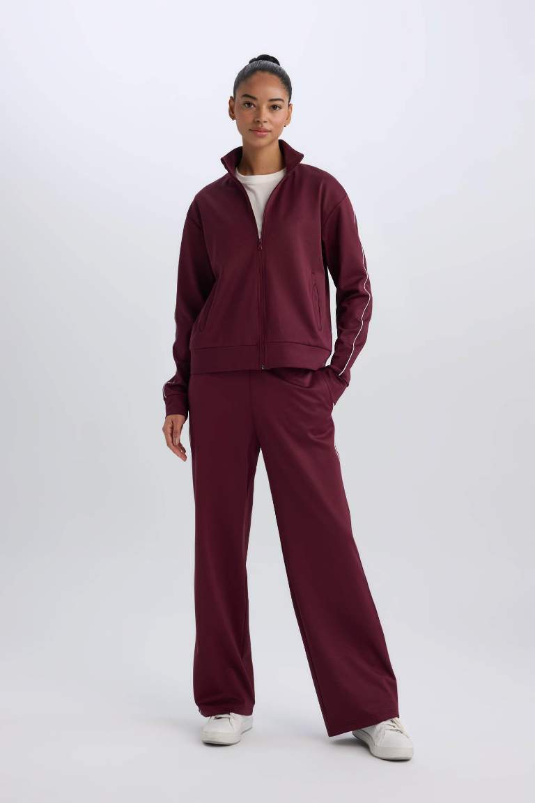 DeFactoFit Wide Leg Geniş Paça Sporcu İnce Eşofman Altı Standart Boy Beli Lastikli Pike