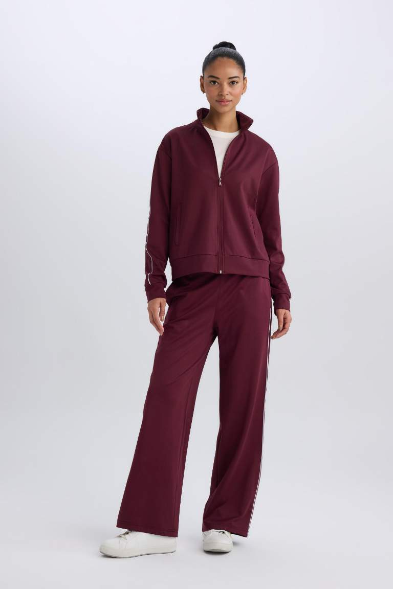 DeFactoFit Wide Leg Geniş Paça Sporcu İnce Eşofman Altı Standart Boy Beli Lastikli Pike