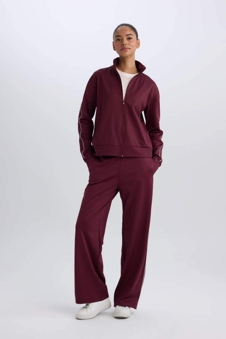 DeFactoFit Wide Leg Geniş Paça Sporcu İnce Eşofman Altı Standart Boy Beli Lastikli Pike