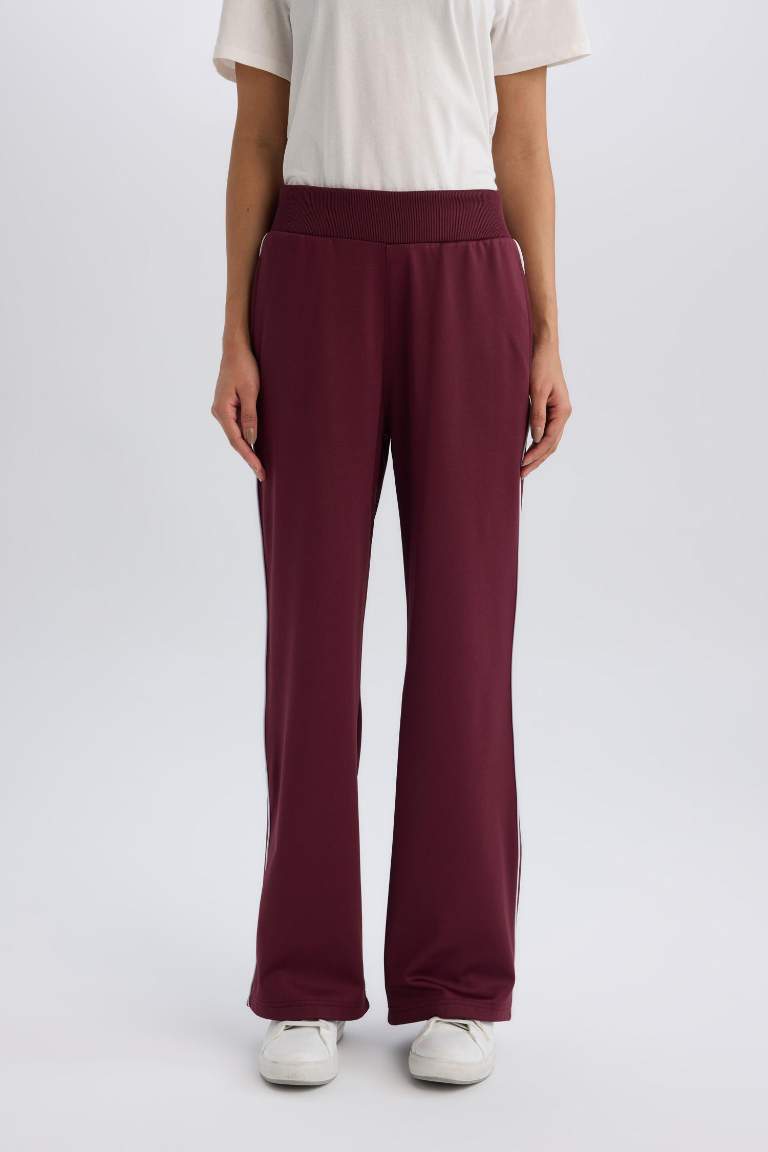 DeFactoFit Wide Leg Geniş Paça Sporcu İnce Eşofman Altı Standart Boy Beli Lastikli Pike