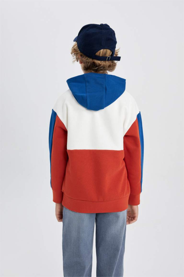 Erkek Çocuk Oversize Geniş Kalıp Kapüşonlu Baskılı Kalın Sweatshirt