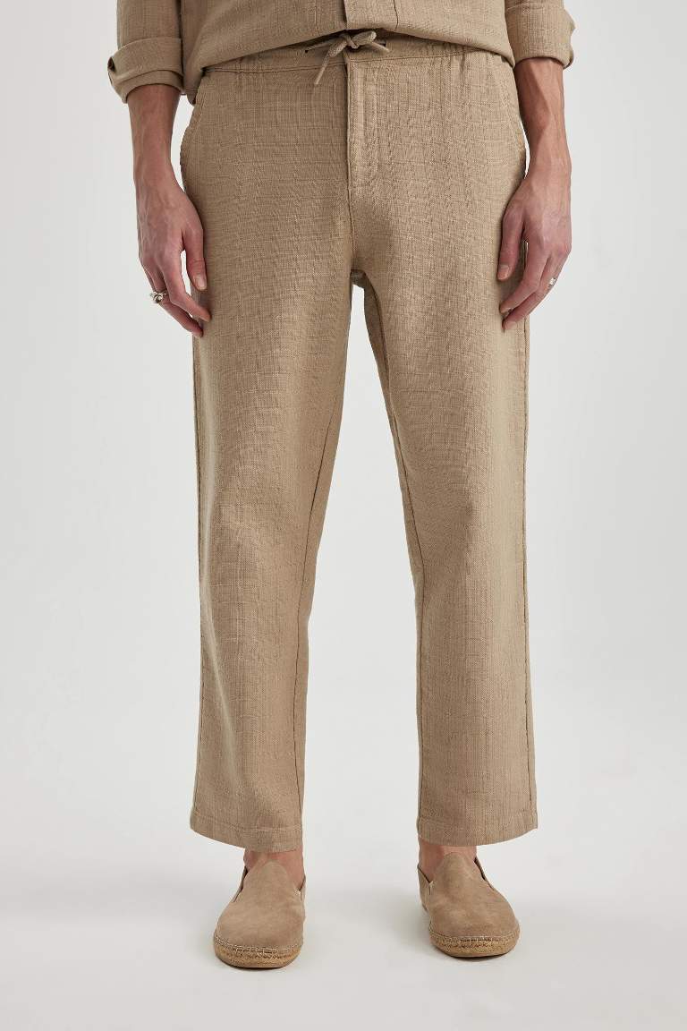 Regular Fit Regular Hem Cotton Trousers