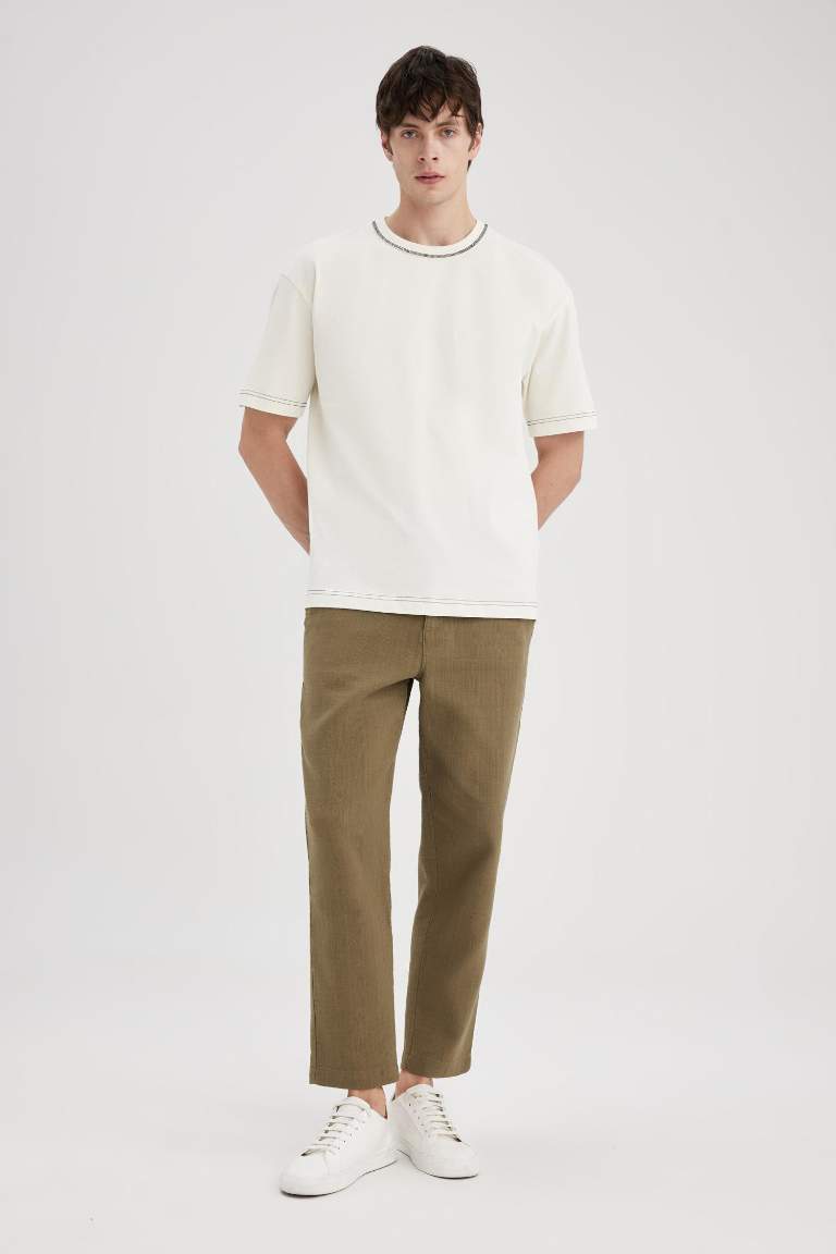 Regular Fit Regular Hem Cotton Trousers