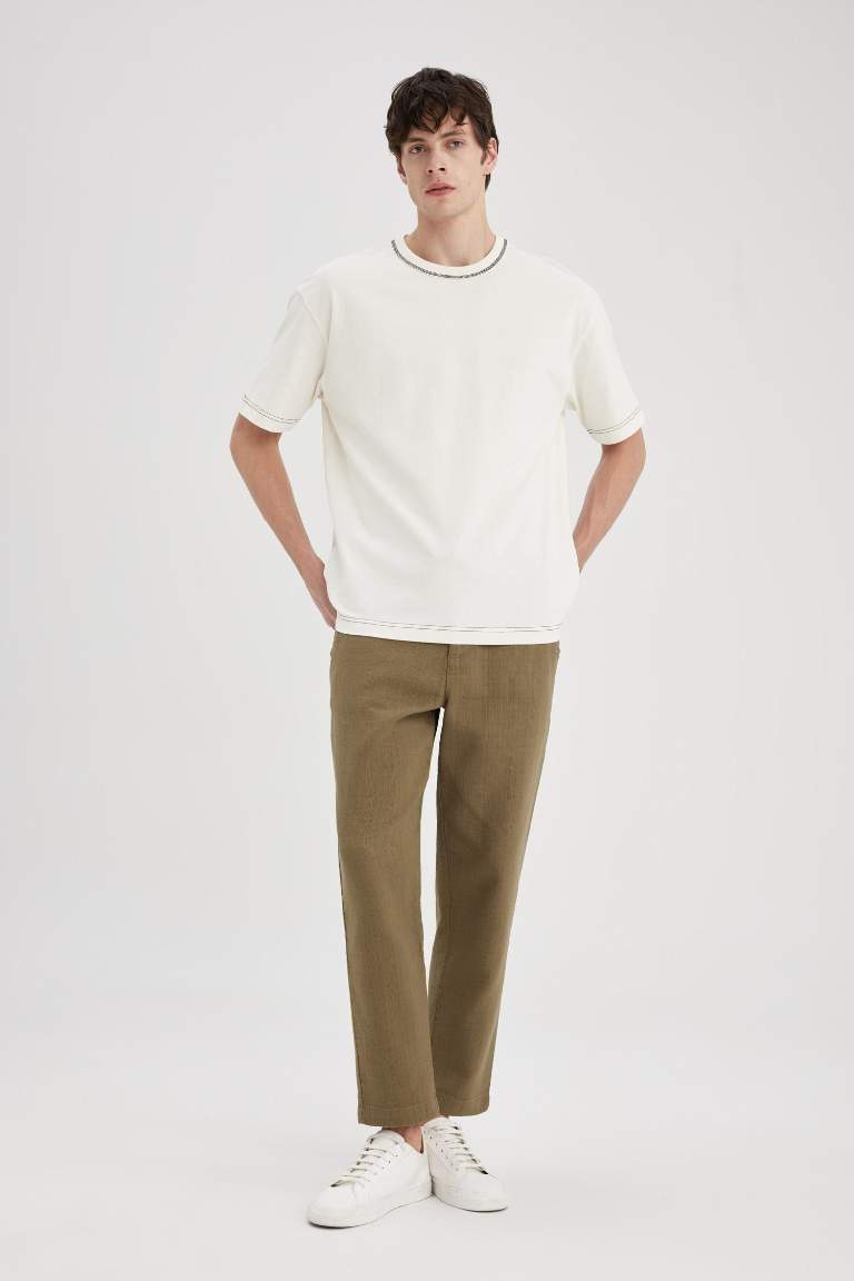 Regular Fit Regular Hem Cotton Trousers