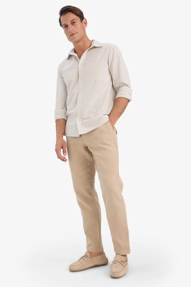 Cotton Regular Fit Linen Look Jogger Pants