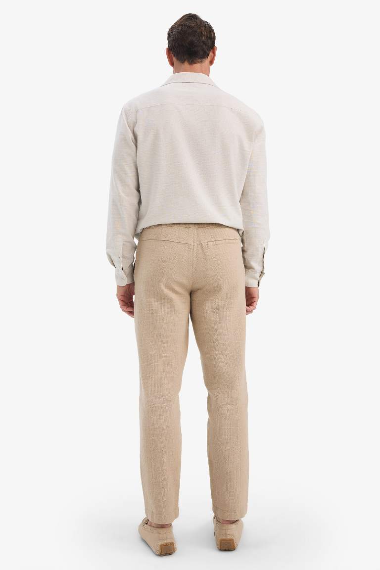 Cotton Regular Fit Linen Look Jogger Pants