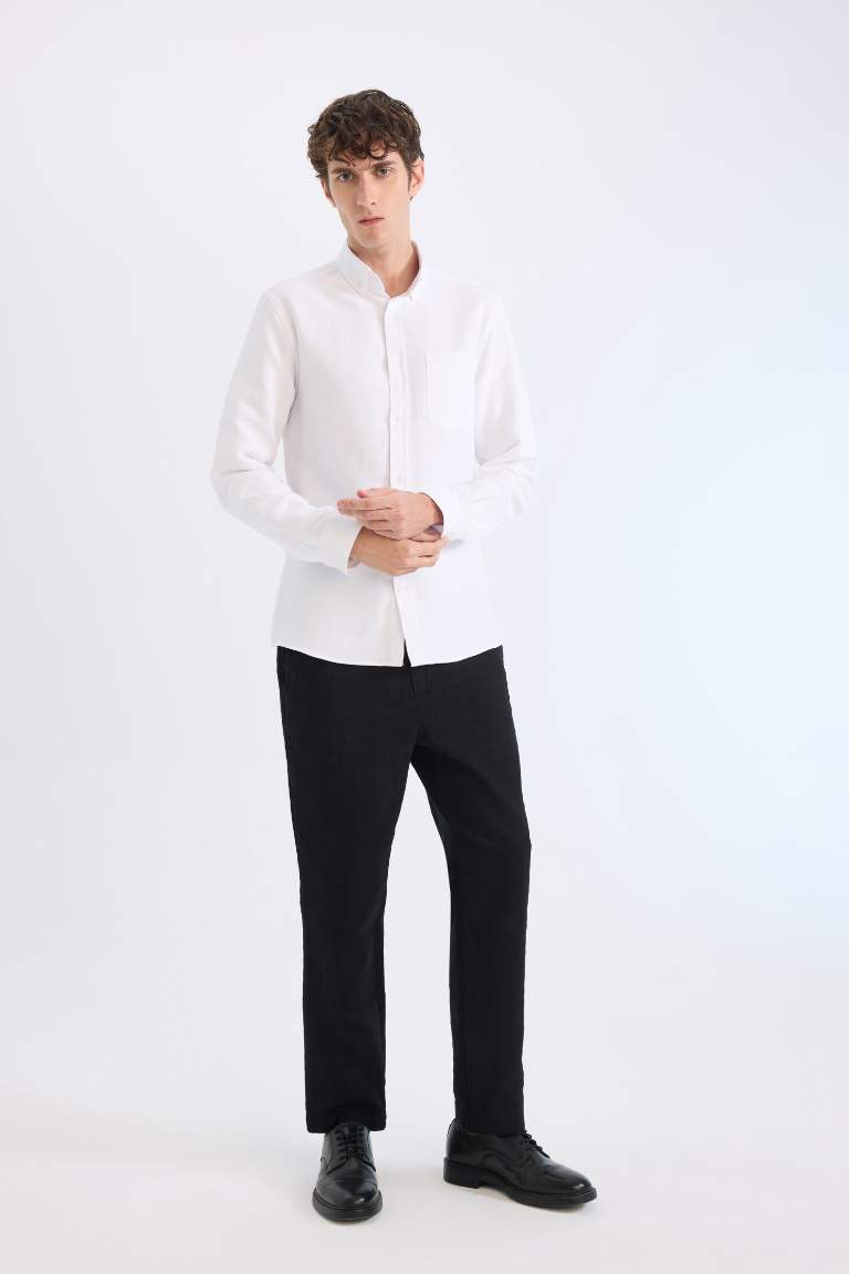 Regular Fit Linen Look Cotton Jogger Summer Trousers