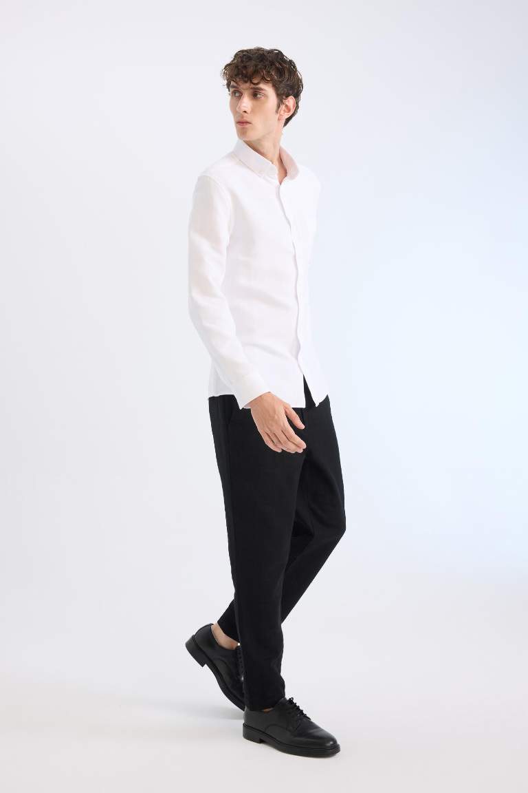 Regular Fit Linen Look Cotton Jogger Summer Trousers