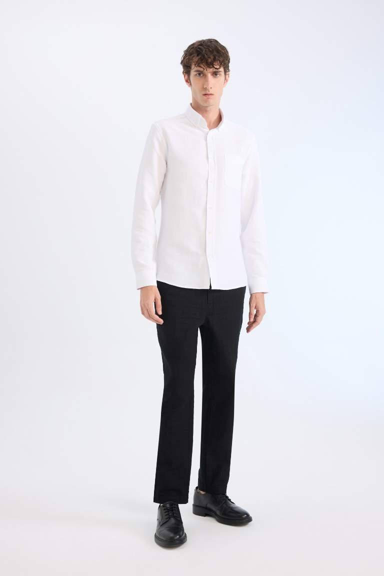 Regular Fit Linen Look Cotton Jogger Summer Trousers