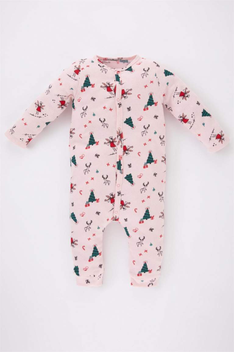 أوفر بناتي حديثي الولادة مضلع بطبعة كريسمس