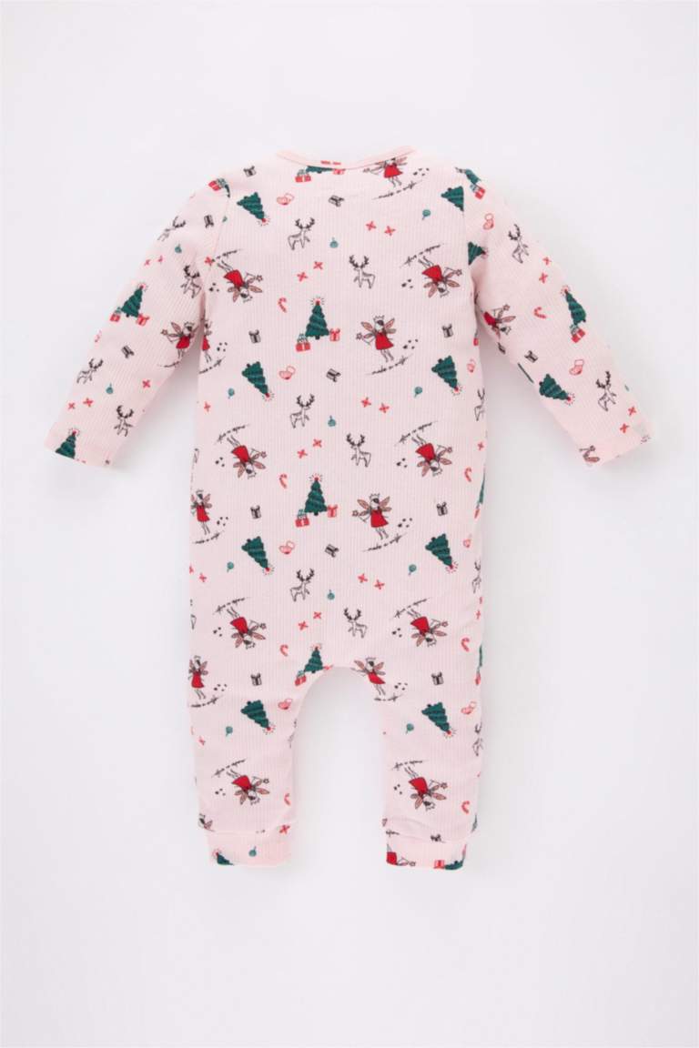 أوفر بناتي حديثي الولادة مضلع بطبعة كريسمس