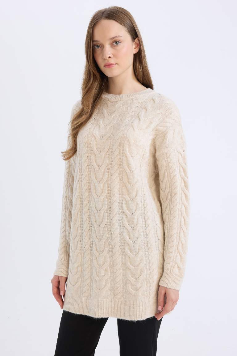 Regular Fit Patterned Knitted Pullover Tunic