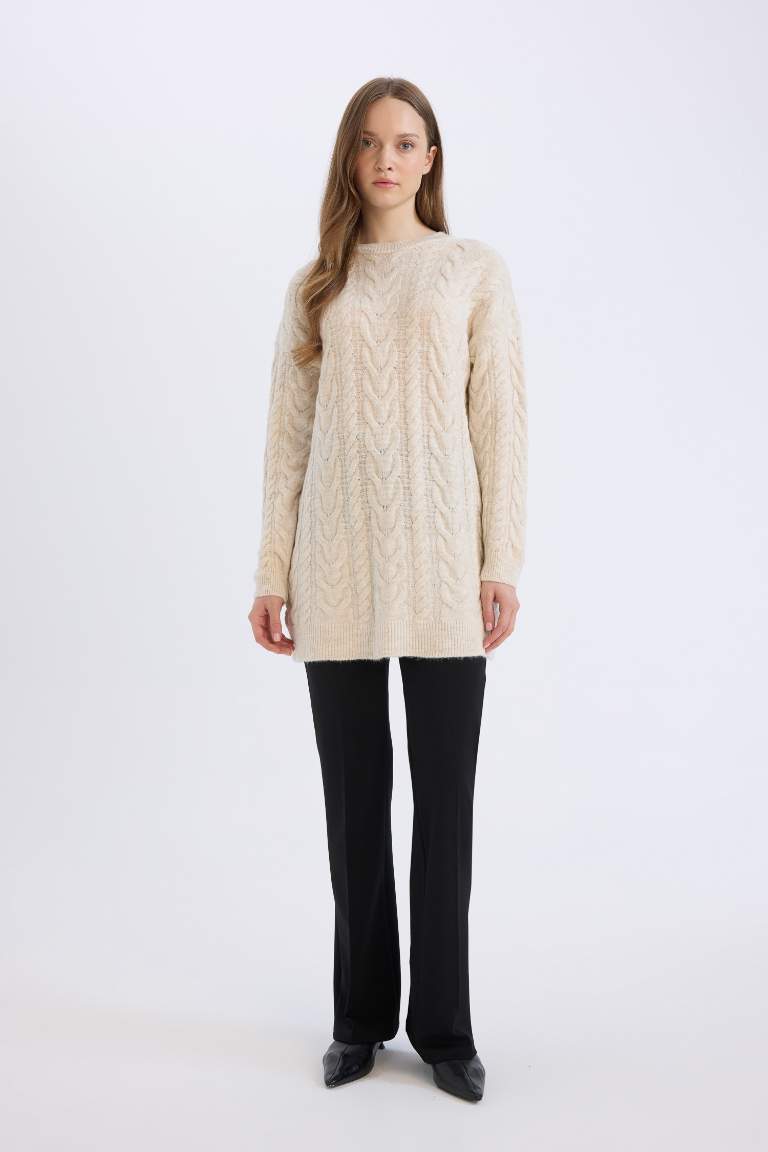 Regular Fit Patterned Knitted Pullover Tunic