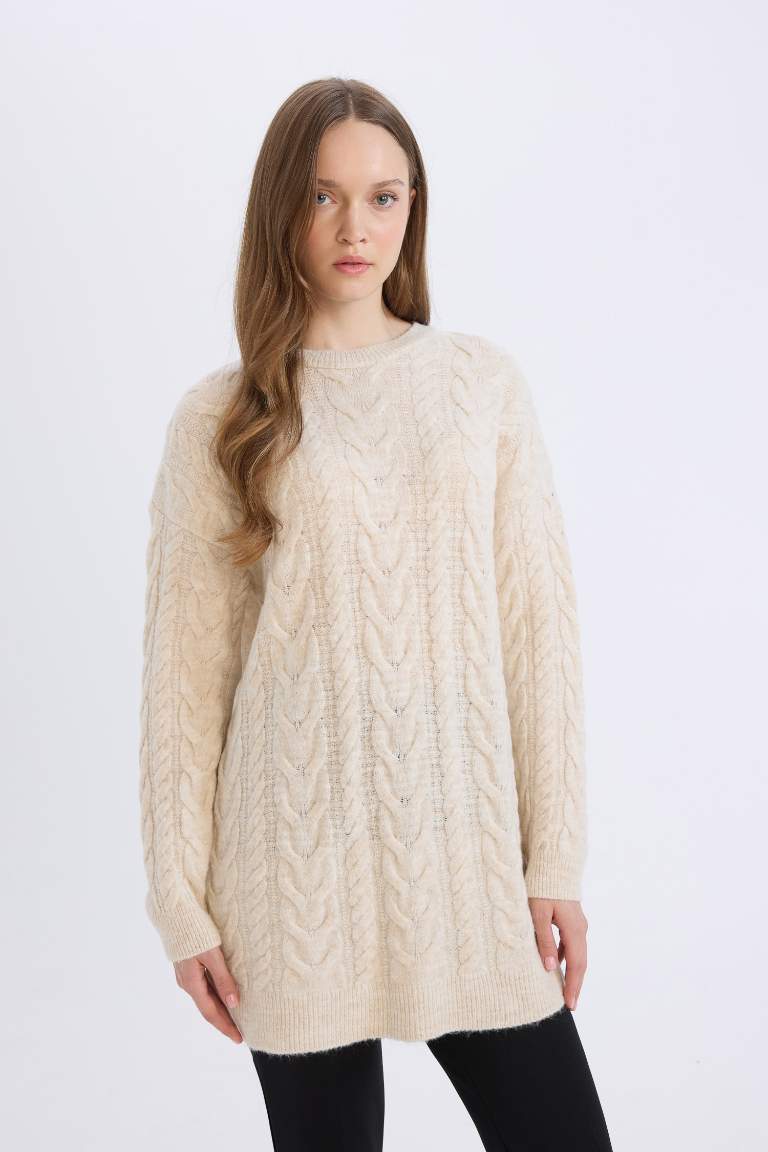 Regular Fit Patterned Knitted Pullover Tunic